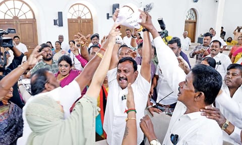 Noisy scenes prevailed in the council meeting at Coimbatore Corporation