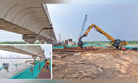 Construction of the new bridge at Velamaram Paadu near Ennore (Photo: Hemanathan M) 