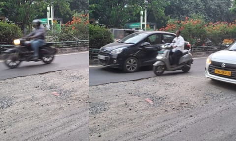 Poor condition of MGR Nagar road 