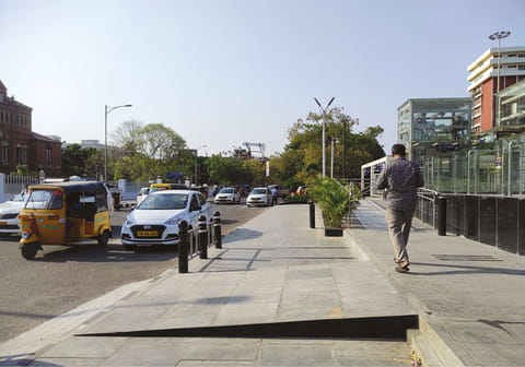 Ramp without handrail for wheelchair users at Central metro Photo: Justin George