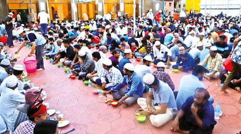 Iftar gathering at one of the mosques in Chennai