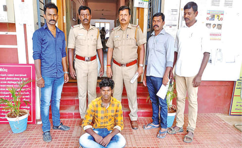 Trespasser M Surendar caught by police in Coimbatore on Thursday.