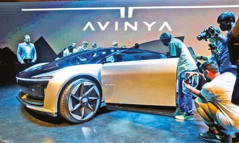 The Tata Avinya concept car unveiled during an event in Mumbai