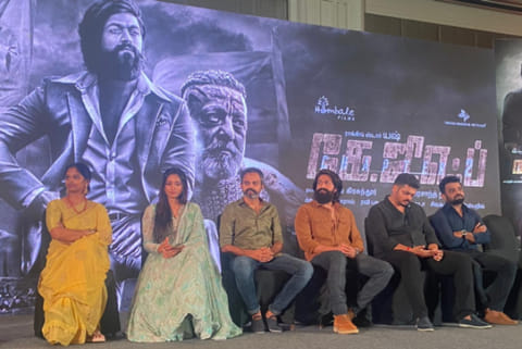 Team of KGF 2 at a press meet in Chennai