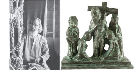 Artist S Dhanapal (left); one of his creations