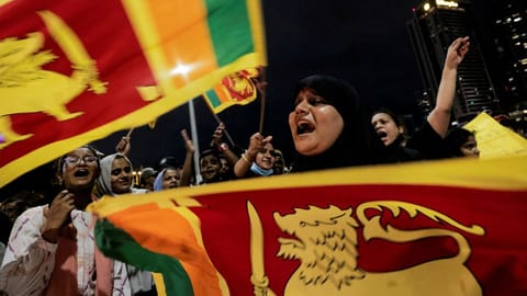 SL woman protesting against the government