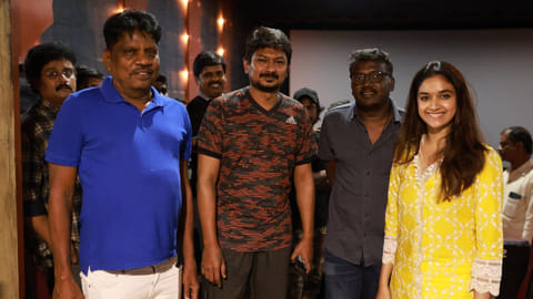 Actress Keerthy Suresh with Maamannan team