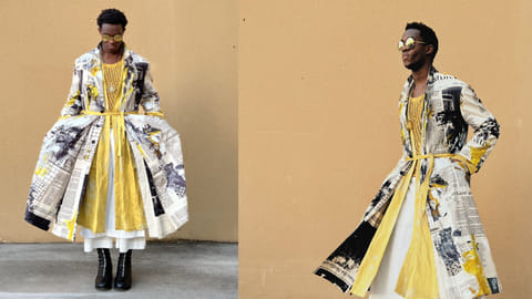 Wisdom Kaye in newspaper-style coat