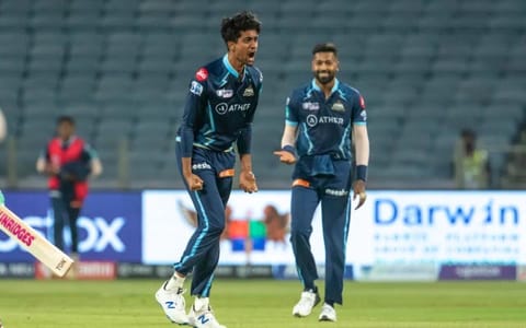 R Sai Kishore celebrates after picking up a wicket