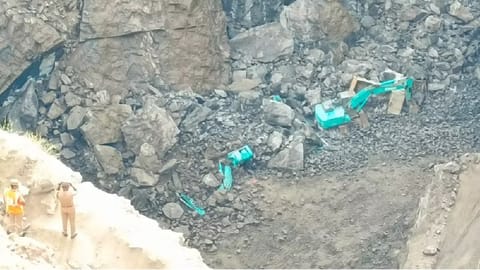The rockslide site