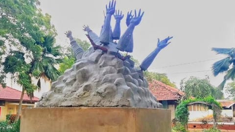 The structure that was erected in memory of civilians killed in the Mullivaikkal incident that happened in the last phase of the Sri Lankan civil war
