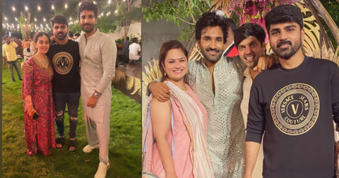 Aadhi Pinnishetty and Nikki Galrani at wedding ceremony with Shirish Saravanan and Arya