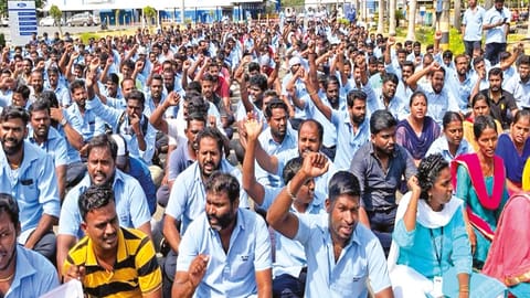Over 2,000 workers have been protesting at the Ford plant in Maraimalainagar.