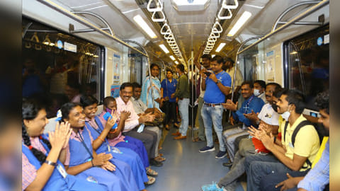 Children with Autism riding in a Metro train on Saturday