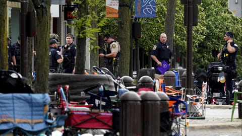 Law enforcement search after a mass shooting