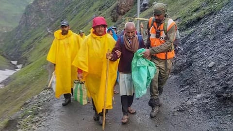 Rescue operation underway following a cloudburst that hit near the base camp of Amarnath in south Kashmir on Friday