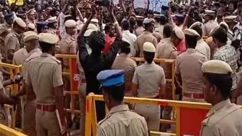 Protesters at the spot