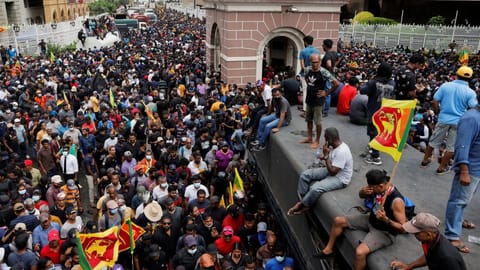 Protesters at the residence of President Gotabaya Rajapaksa of Sri Lanka in the capital, Colombo, on Saturday.
