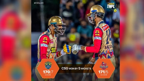 TNPL 2022: CSG beat LKK by 5 wickets