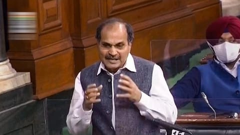 Congress leader Adhir Ranjan Chowdhury speaking in the Lok Sabha