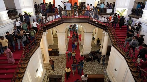 Protesters at the official residence