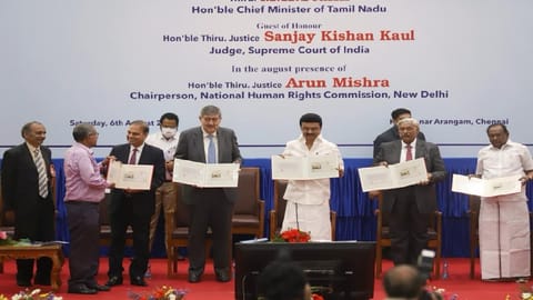 Chief Minister M K Stalin at the silver jubilee celebration of the SHRC