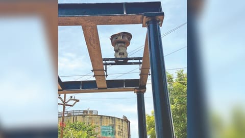 The repaired siren back in use at Thanjavur on Monday.