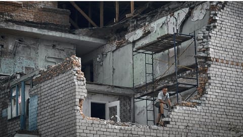 Apartment destroyed after Russian shelling