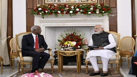 Prime Minister Narendra Modi and visiting Maldivian President Ibrahim Mohamed Solih