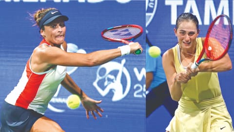 Tatjana Maria (left) and Anastasia Gasanova (right) progressed to the Chennai Open singles second round.