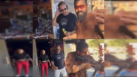 Yash practising shooting with Hollywood stunt director J.J. Perry and his team