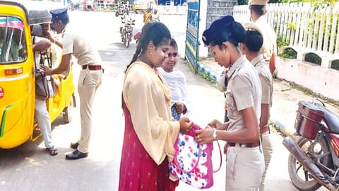 Police frisking the public entering the Collectorate