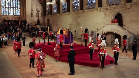 King's Body Guard around the coffin of Queen Elizabeth II