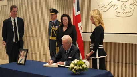 US President Joe Biden with First Lady Jill Biden at British Embassy in Washington