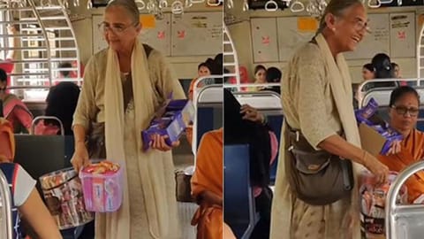 Still from viral video of elderly woman