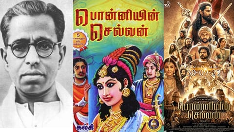 Kalki Krishnamurthy; Book cover and poster from Mani Ratnam's PS-1