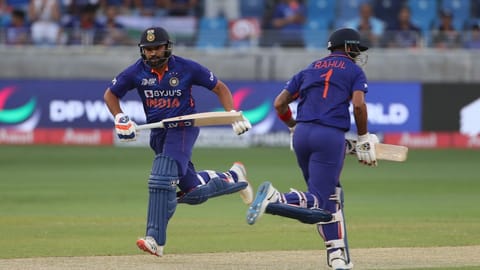 In the fourth over of the innings, Rohit hammered Haris Rauf for 12 runs, while smashing one six and four.