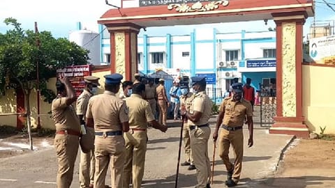 Police stationed outside the school