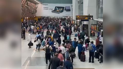 People Rushing in Delhi Airport