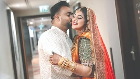 Actress Shamna Kasim with businessman Shanid Asif Ali