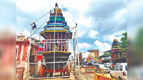 Temple cars seen getting a makeover ahead of upcoming Karthigai Deepam festival