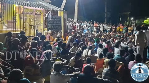 Residents of Ekanapuram village gathered to hold a peaceful protest on Sunday