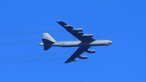 U.S. Air Force B-52 bomber flies during the annual recurring multinational