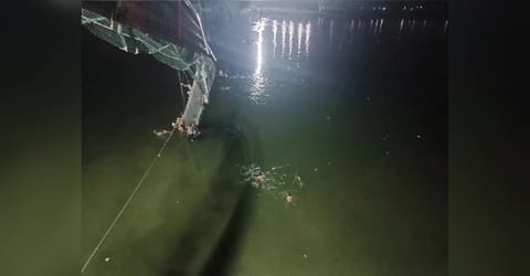 Visual from Morbi bridge collapse