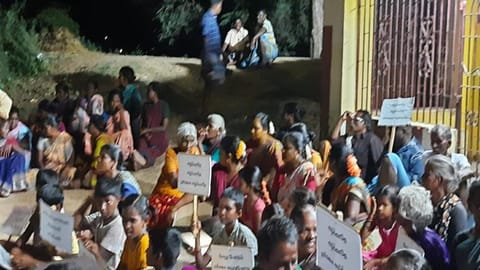 Villagers during the protest