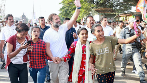Rahul Gandhi during the yatra in Karnataka