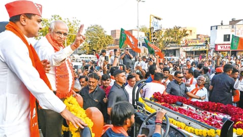Gujarat CM Bhupendra Patel during campaign on Wednesday