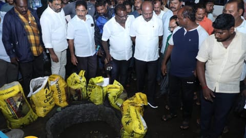 Health Minister Ma Subramanian inspected Rajamannar Salai at KK Nagar and Double Tank road