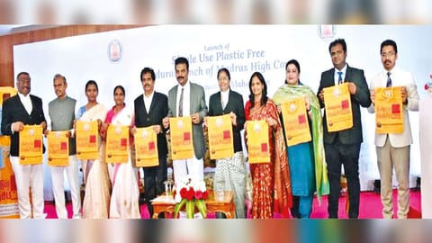 Environment, Climate Change and Forest Department launched the ?Single-use Plastic Free Madurai Bench of Madras High Court? in Madurai