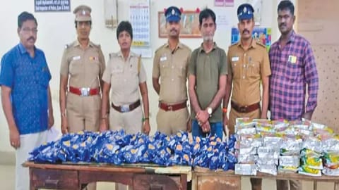 Cops with the accused and the contraband material